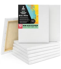 Arteza Paint Canvases for Painting, Pack of 12, 8 x 10 Inches, Blank White