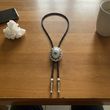 Vintage Turquoise Stone Bolo Tie for Men Western Cowboy Oval Cool Retro Bola Tie