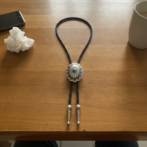 Vintage Turquoise Stone Bolo Tie for Men Western Cowboy Oval Cool Retro Bola Tie
