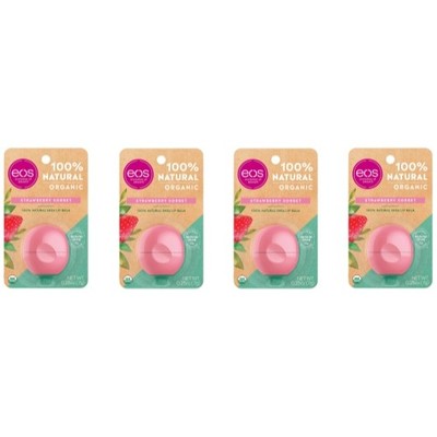 4 Pack Eos Evolution Of Smooth Strawberry Sorbet Lip Balm 0.25 Oz Each