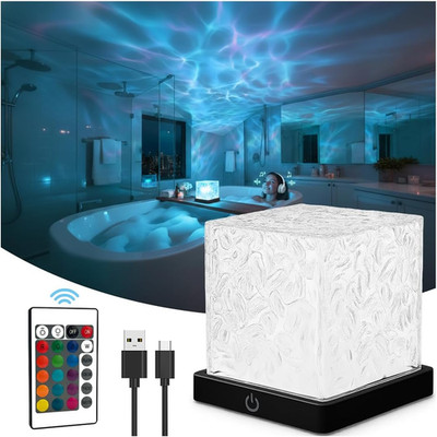 Rechargeable Shower Light Cube, 16 Colors Ocean Lamp, Waterproof Bathroom Mood L