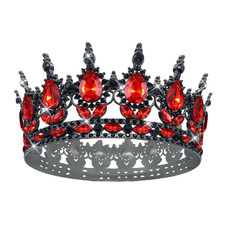 Black Red Queen Crown Tiaras for Women Costume Party Hair Accessories Princess