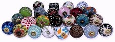 24 Pc Vintage Cermic Knobs Hand Crafted Indian Multi Pottery Door Pulls