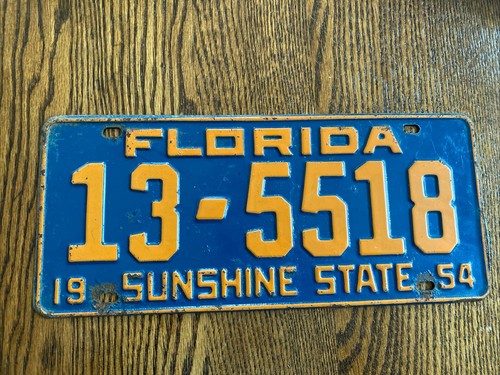 1954 Florida License Plate Tallahassee 13-5518