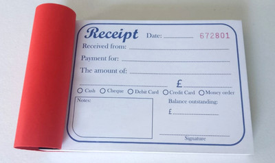 Quittungsbuch dreifach KOHLENSTOFFLOSES PAPIER 50 SÄTZE PRO BUCH nummeriert perforiert