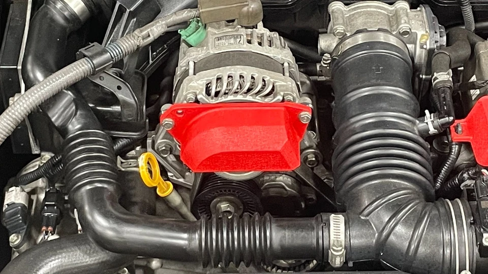 Juego de cubierta de polea de motor de aluminio JDM pintura arrugada roja para Toyota 86 BRZ FRS FA20 Foto 2 de 4