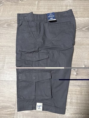 George  Men's Cargo Shorts, Size 38, Flat Front, 14'' Inseam, Pockets, Gray