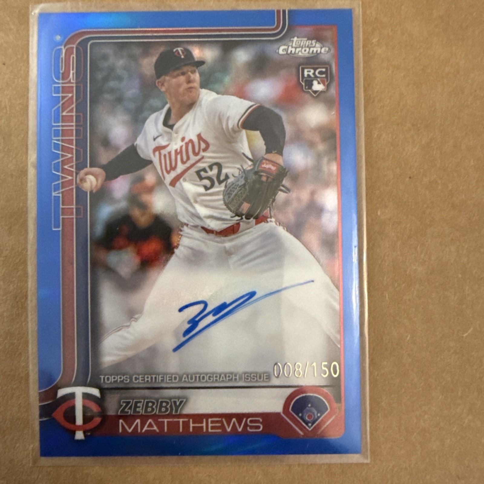 ZEBBY MATTHEWS - 2025 Topps Chrome RA-ZM BLUE ROOKIE REFRACTOR AUTO #d 08/150