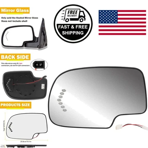 Heated Exterior Side View Mirror Glass for Cadillac GMC Chevy SUVs 2003-2007
