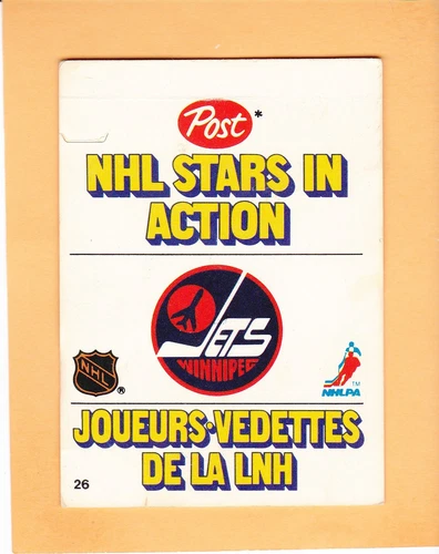 1981-82 POST STANDUPS DAVE BABYCH #26 WINNIPEG JETS VG++ *SEE PHOTOS*  A2