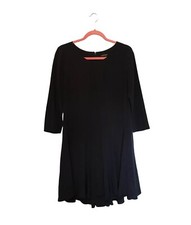 Club Monaco Fit Flare Dress 3/4 Sleeve Silk Sz 6 Navy Blue