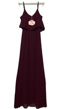 Show Me Your Mumu Caitlin Maxi Dress XS Maroon Ruffle Bridesmaid Gown Formal NWT