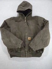 Vintage Carhartt hooded lined Duck Brown canvas J06 TMB jacket Coat 2XL Regular