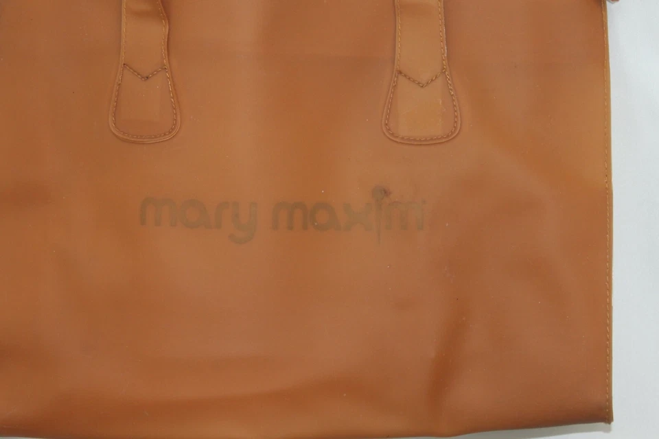 Bolso de Mano Mary Maxim De Colección Vinilo Plástico Marrón Superior Cremallera Pies de Metal Crochet Tejer Foto 2 de 4