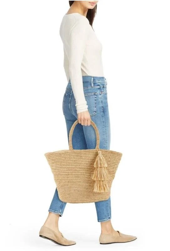 MAR Y SOL Juliana Raffia Open Tote Tassel Beach Vacation Bag - Image 2 of 4