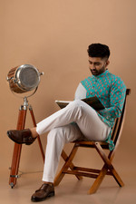 Men's Ethical Printed Mulberry Kurta - Perfect for Casual Wear
