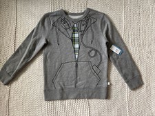 NWT Gap Kids boy SARAH JESSICA PARKER gray plaid HOLIDAY tie sweatshirt M 8 