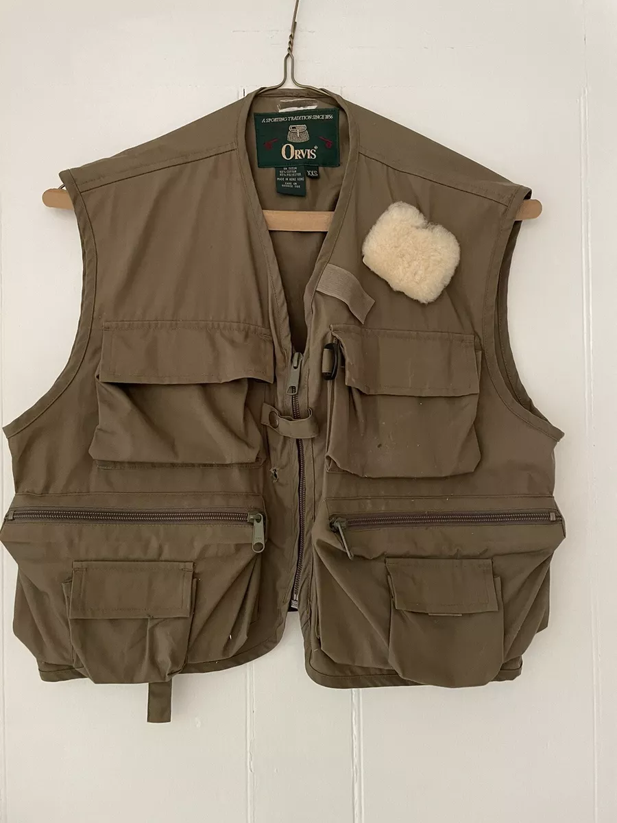 Vintage Orvis Fly Fishing Vest with Pocket Guide, Sheepskin Men's