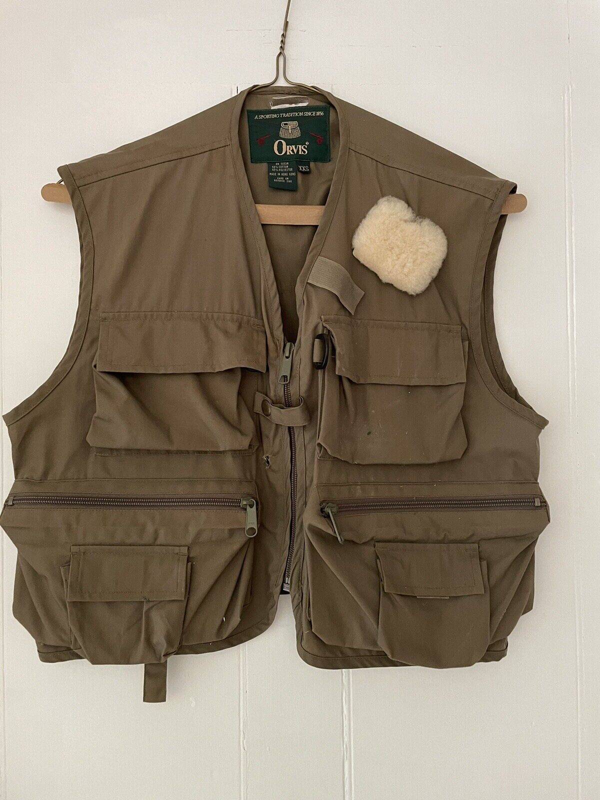 Vintage Orvis Fly Fishing Vest with Pocket Guide, Sheepskin Men's/Unisex XXS - M