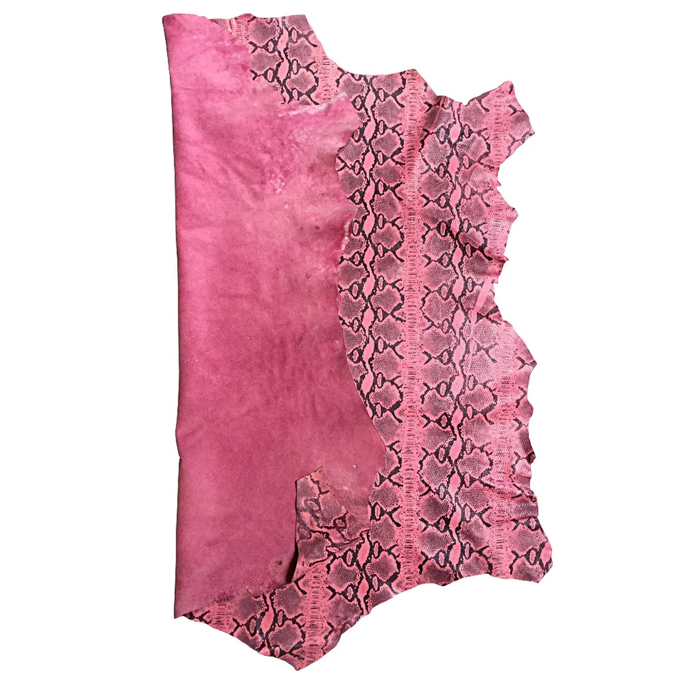 Pink Snakeskin Stamped Genuine Leather Hides - Crafting Artisans DIY Projects - Image 2 of 4