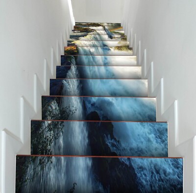 Décor Mural 3D Pour Contremarches D'escalier - Motif Galets Précieux - Autocollant Papier Peint Photo
