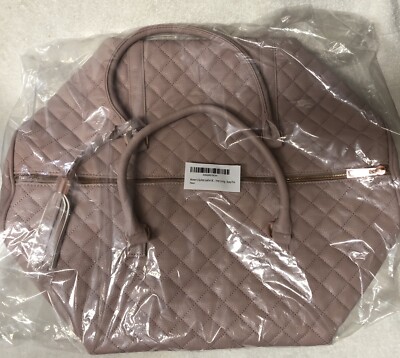 Quilted Leather Weekender Travel Duffel Bag-Dusty Pink-Ms Lovely -NEW!