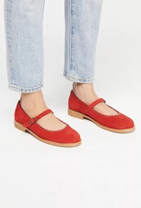 red suede mary jane shoes
