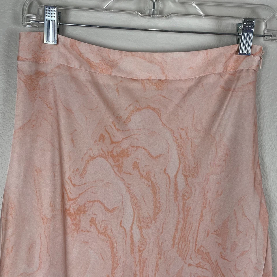 Anthropologie Hutch Womens Size 6 Pink Marble Trumpet Midi Skirt Satin - Image 3 of 4