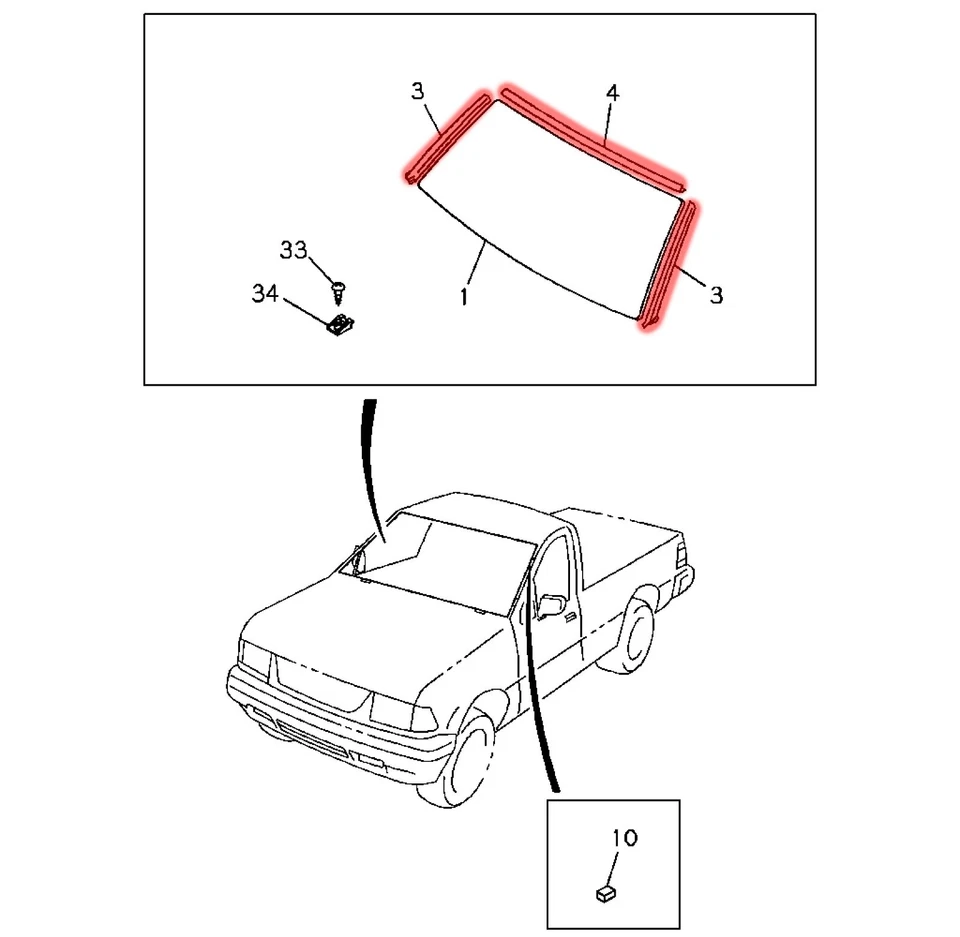 88-02 Chevrolet LUV Isuzu Faster TF Holden Rodeo windshield weatherstrip seal - Image 2 of 4
