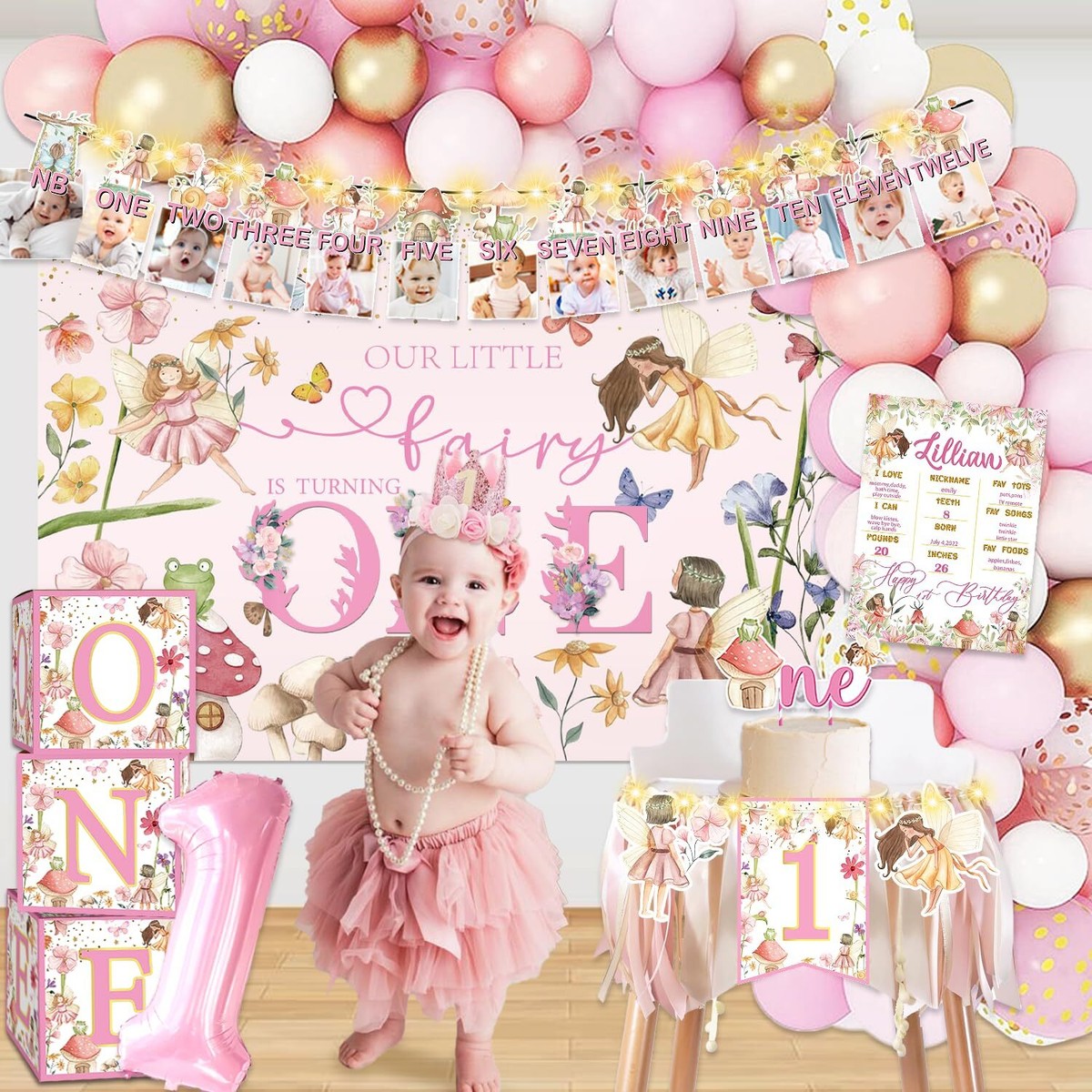 152pcs My Fairy First Birthday Decorations Set, Fairy Themed Party