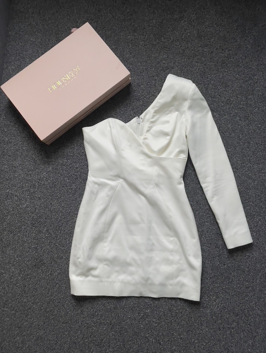 House of CB White One Shoulder White Dress Tiffany size M UK