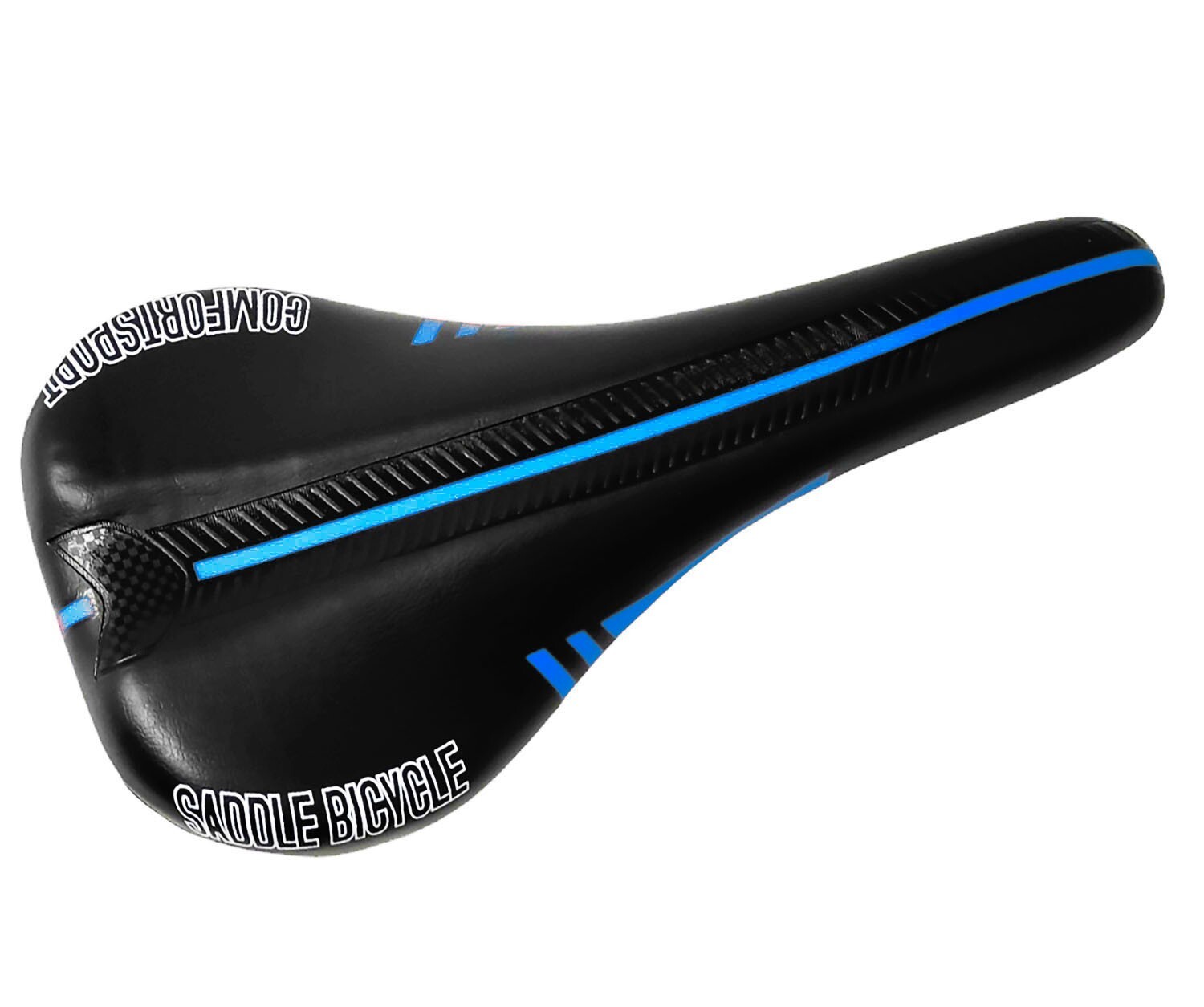 Sella in Eco Pelle Interno Gel per Bici da Corsa Trekking MTB Nero Blu foto 3