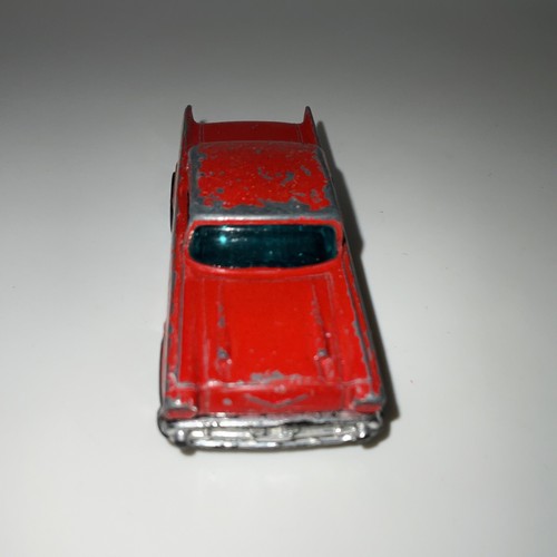 VIntage Original 1976 Hot Wheels Black Wall 57 Chevy Diecast Red Hong Kong - Picture 5 of 6