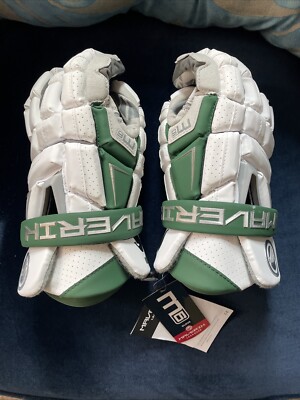 Maverik M6 Lacrosse Gloves 13'' (Large) White/Green *Brand New W/Tags +Free Ship*
