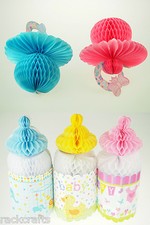 Jumbo Pacifier Nipple Bottle Baby Shower Honey Comb Paper Decoration First Year