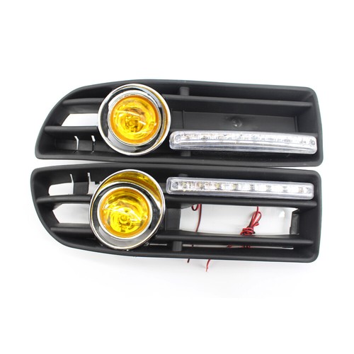 Car GRILLE Halogen FOG LIGHT FOR VW JETTA BORA 99-04 LED DRL Sedan Yellow Lens - Picture 2 of 6