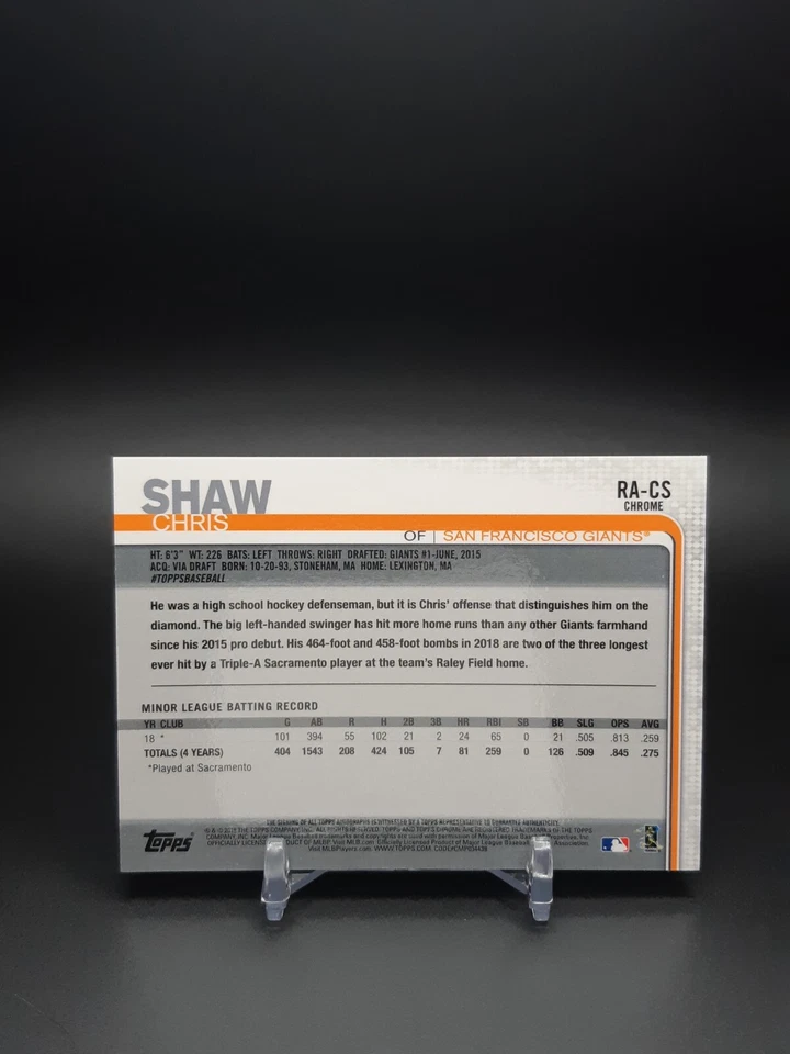 2019 Topps Chrome Rookie Auto Chris Shaw #RA-CS Auto RC - Image 2 of 2