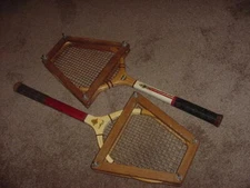 VTG LOT OF 2 WOOD TENNIS RACKETS RACQUETS JC HIGGINS & N.J. MAGNAN SPORTS DECOR