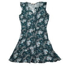 LOFT Floral Button Down Flutter Sleeve Dress Women's Petite 0 Green Mini
