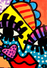 ACEO ORIGINAL ABSTRACT FACE Acrylic & GOUACHE PAINTING NEW  — photo 1