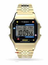 Timex T80 x PAC-MAN  - 34mm Stainless Steel GOLD TONE Watch - BRAND NEW RARE 