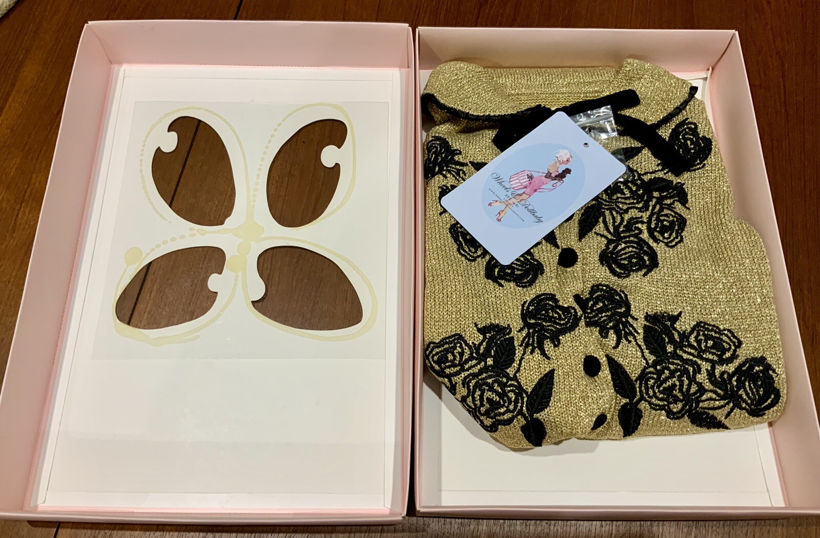 Wheels and Dollbaby Dita Von Teese Cardigan, Gold Lurex Sz8 eBay