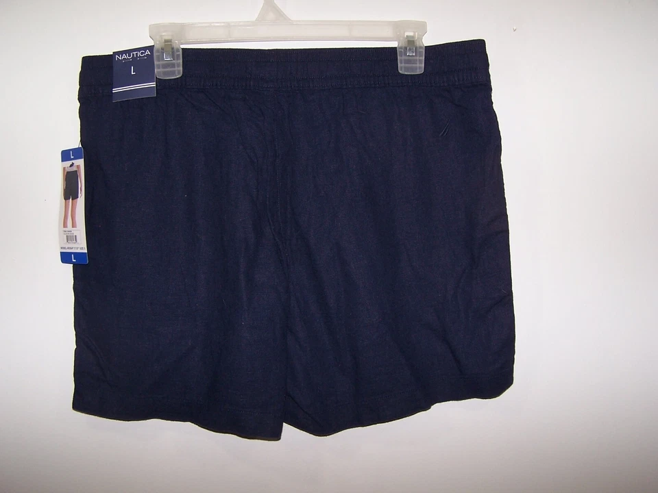 NUEVO CON ETIQUETAS - Pantalones Cortos Nautica Azul Marino, Bolsillos, Mezcla Lino/Viscosa Talla L Foto 2 de 2