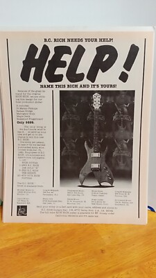 B.C. RICH GUITARS 1981 VINTAGE PRINT AD 11 X 8.5.