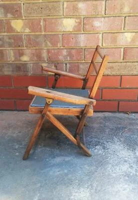 Vintage Childrens Foldable Wooden Chair Armchairs