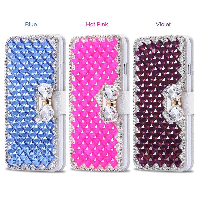 For iPhone 15 Pro Max 14 13 12 11 XS XR 8 7 Luxury Diamond Bling Leather Case - Image 2 of 4