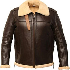 MEN'S Shearling Leather Jacket zipper