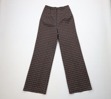 Vintage 70s Streetwear Womens 13 / 14 Knit Houndstooth Bell Bottoms Pants USA