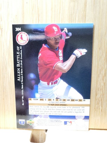 ALLEN BATTLE 🏆Upper Deck 1995 CARDINALS #304 MLB Baseball Card 🏆 FREE POST - Picture 2 of 2