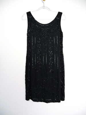 donna karan new york black dress DONNA KARAN NY. DKNY. Black, Beige Silk Blend Waist Gather Switching  Sleeveless Dress